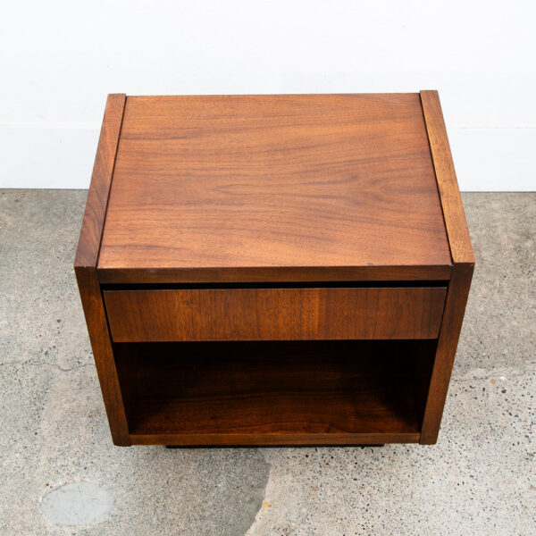Mid Century Modern End Tables Side Nightstands Walnut Lane Drawer Plinth Base 2 - Image 10