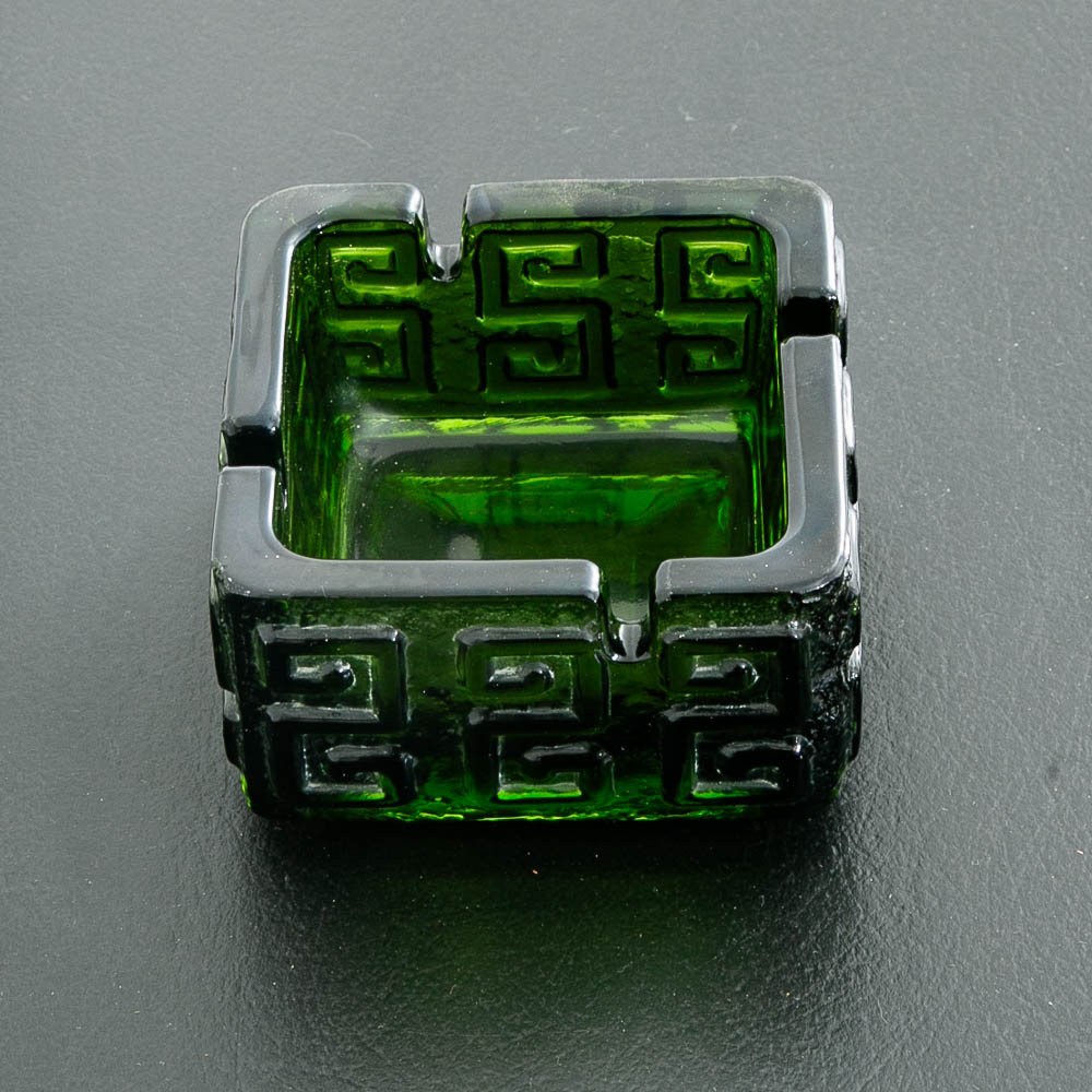 Mid Century Modern Smoking Ashtray Art Glass Veridian Green Vintage Catch all - Image 12