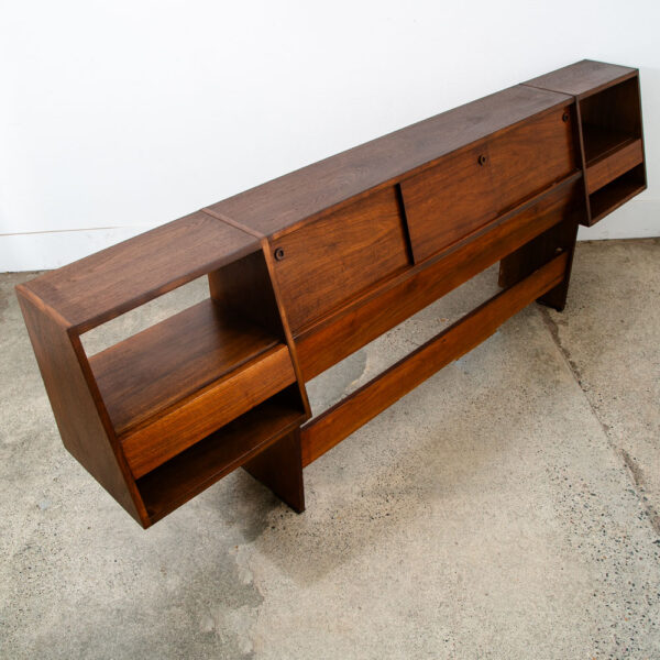 Mid Century Modern Headboard Bed Full Floating Nightstand Milo Baughman Glenn CA - Image 11