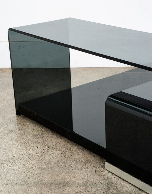 Mid Century Post Modern Coffee Table Smoked Glass Italian Fiam Italy 3pc Modular - Image 11