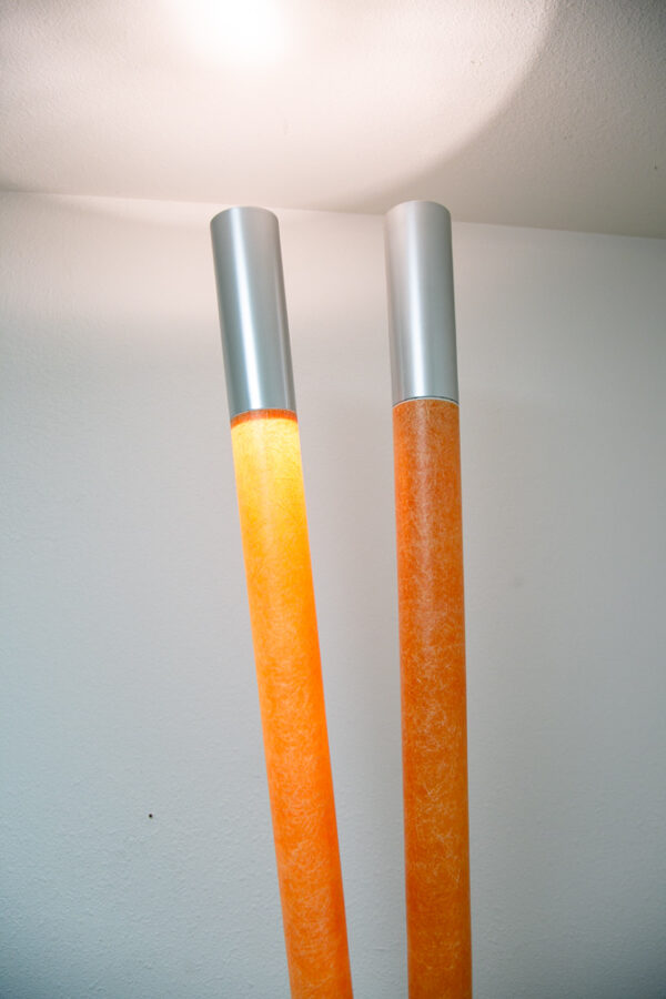 Mid Century Modern Floor Lamp Bamboo 2 light Viabizzuno Italian Fiberglass Tall - Image 7