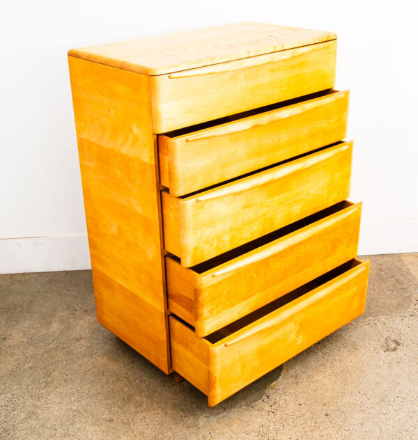 Mid Century Modern Highboy Dresser Maple 5 Drawer Heywood Wakefield M522 Encore - Image 4