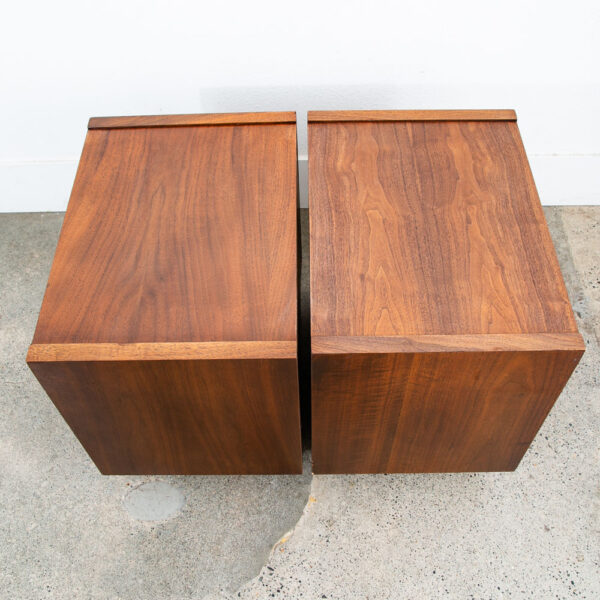 Mid Century Modern End Tables Side Nightstands Walnut Lane Drawer Plinth Base 2 - Image 4