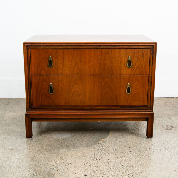 Mid Century Modern Chest of Drawers Dresser Walnut 2 Drawer Mt. Airy Vintage Mcm - Image 2