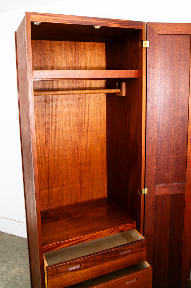 Mid Century Modern Closet Cabinet Armoire Mahogany Wardrobe Denmark 3 Drawers - Image 10