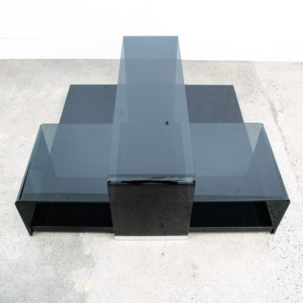 Mid Century Post Modern Coffee Table Smoked Glass Italian Fiam Italy 3pc Modular - Image 8