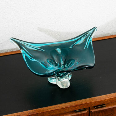 Mid Century Modern Art Glass Vase 2 Tone Teal Blue Murano Seguso Poli Art Studio