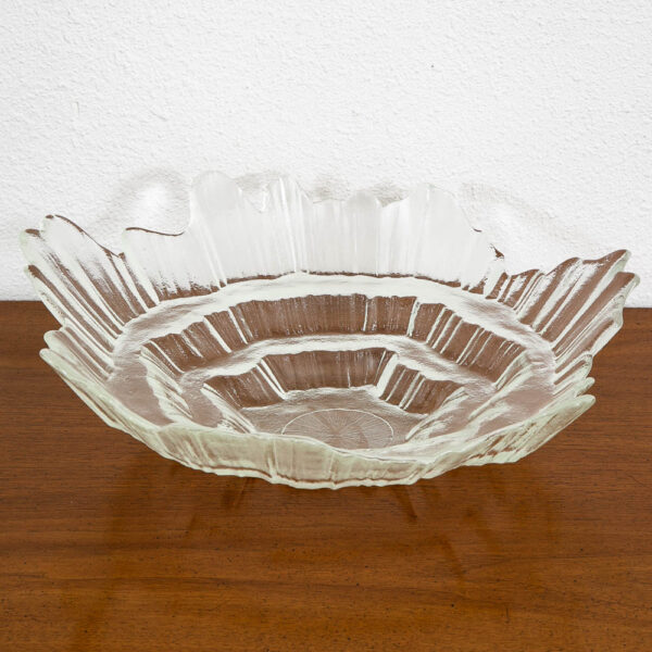 Mid Century Modern Finnish Art Glass Serving Bowl Clear Textured Tauno Wirkkala - Image 8