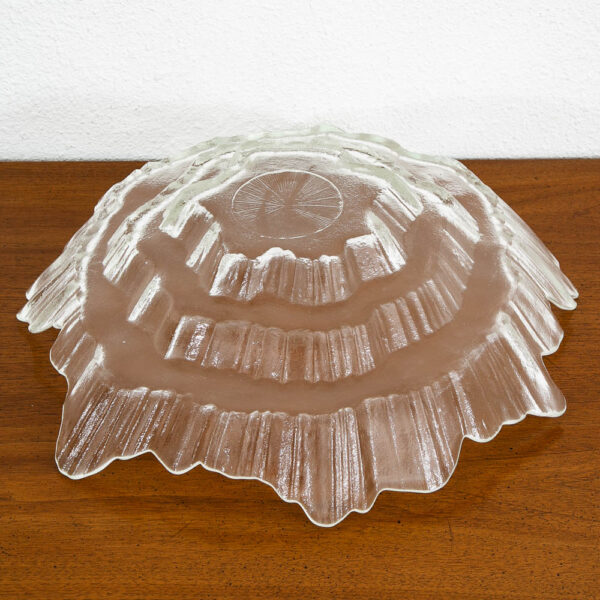 Mid Century Modern Finnish Art Glass Serving Bowl Clear Textured Tauno Wirkkala - Image 5