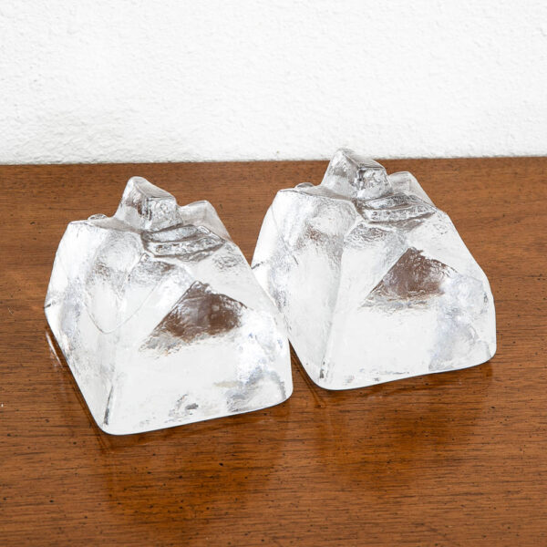 Mid Century Modern Art Glass Face Bookends Kosta Boda Erik Hoglund Pair - Image 6