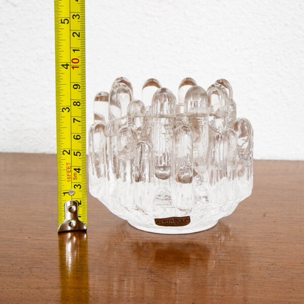 Mid Century Modern Art Glass Candleholders Clear Textured Glass Kosta Boda Pair - Image 8