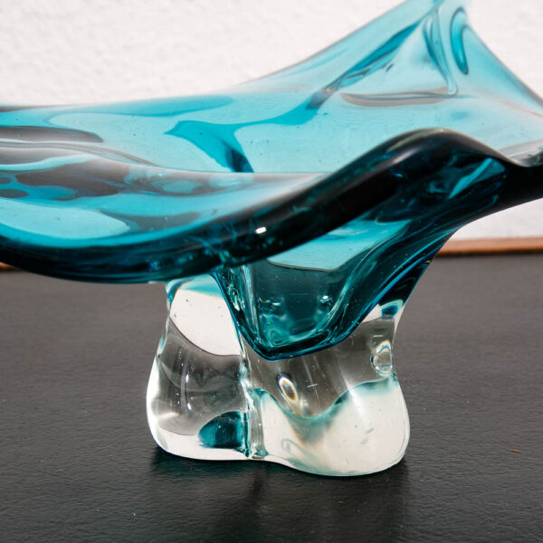 Mid Century Modern Art Glass Vase 2 Tone Teal Blue Murano Seguso Poli Art Studio - Image 9