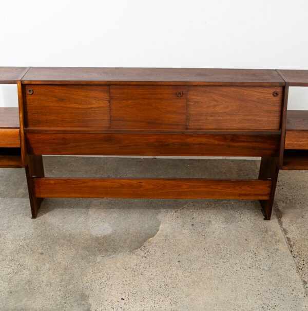Mid Century Modern Headboard Bed Full Floating Nightstand Milo Baughman Glenn CA - Image 9