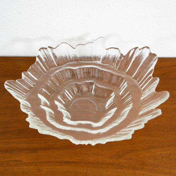 Mid Century Modern Finnish Art Glass Serving Bowl Clear Textured Tauno Wirkkala - Image 7