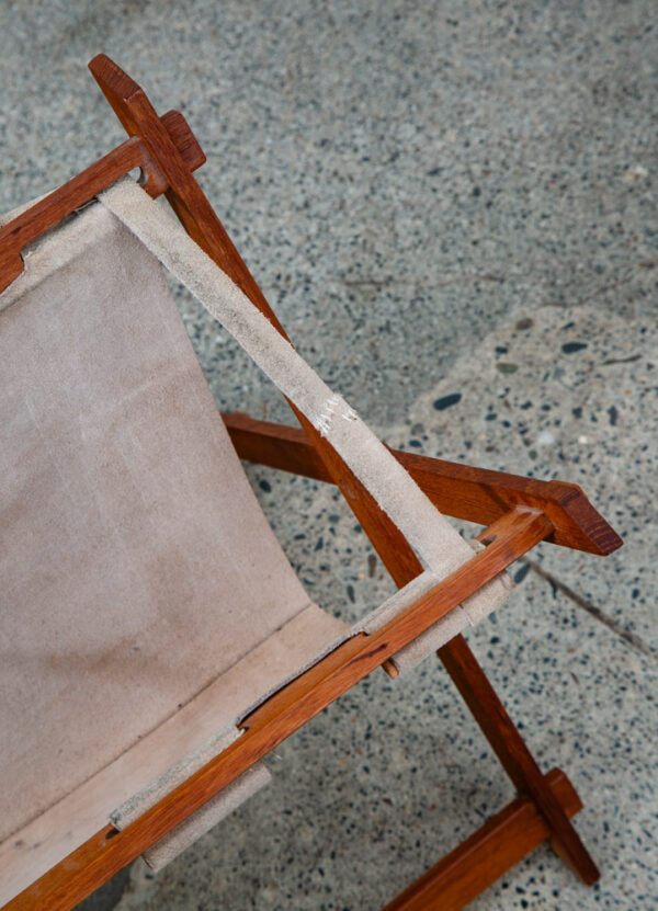 Mid Century Modern Magazine Rack leather Solid Teak Vintage Danish Folding Mcm - Image 10
