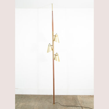 Mid Century Modern Floor Lamp Tension Pole 3 Light Brass Vintage Brown Mcm Floor