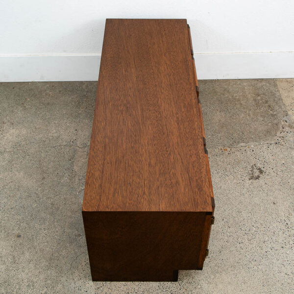 Mid Century Modern Compact Cabinet Record Storage Credenza Low 4 Doors Vintage - Image 5
