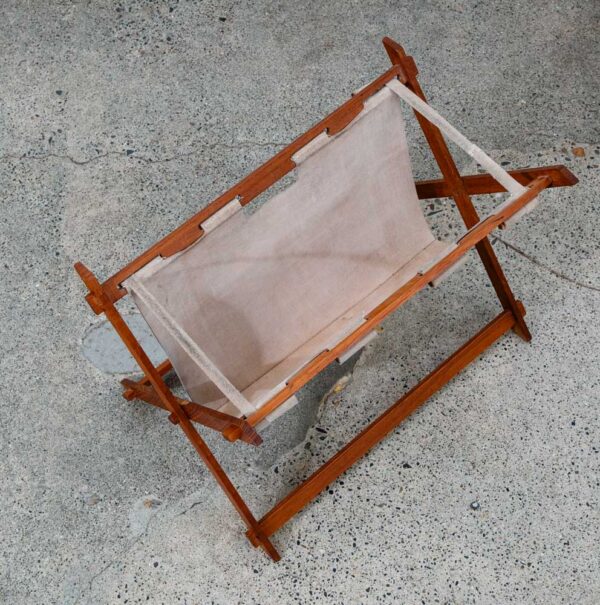 Mid Century Modern Magazine Rack leather Solid Teak Vintage Danish Folding Mcm - Image 11