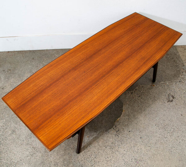 Mid Century Danish Modern Coffee Table Slat Teak Cane Beech Sculptural Norway NM - Image 5