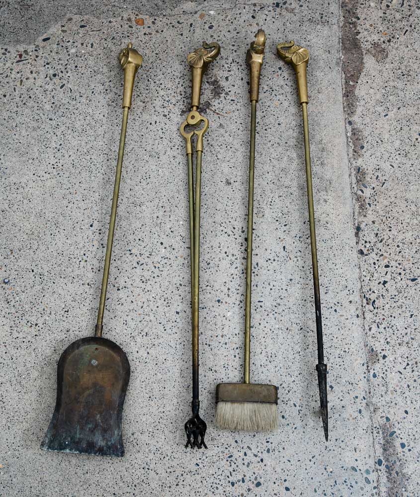 Mid Century Modern Fireplace Tools Solid Brass Elephant Head Gold Metal Mcm - Image 12