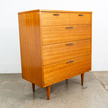 Mid Century Modern Highboy Dresser 4 Drawer Stanley Mahogany Mcm Brass Handles