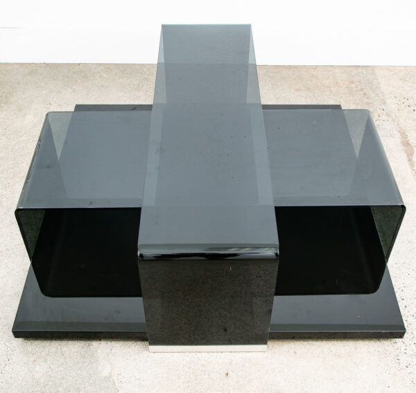 Mid Century Post Modern Coffee Table Smoked Glass Italian Fiam Italy 3pc Modular - Image 6