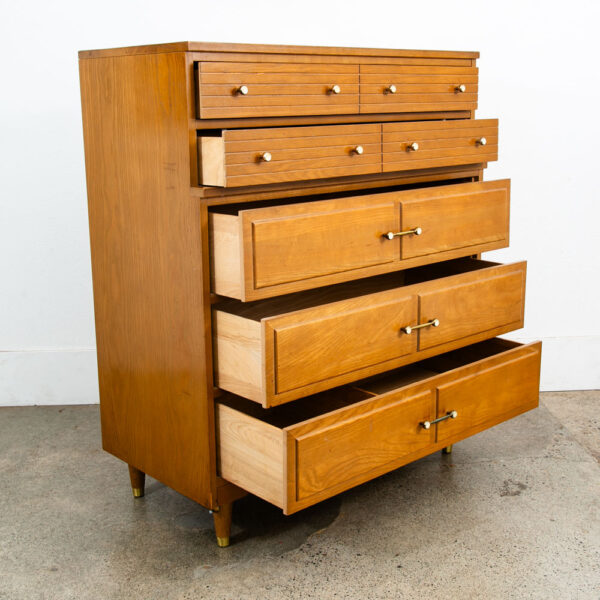 Mid Century Modern Highboy Dresser Solid Wood 5 Drawers LA Period Furniture Mcm - Image 5