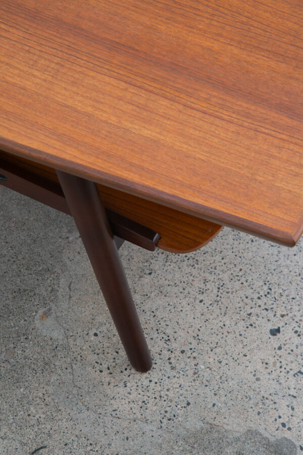 Mid Century Danish Modern Coffee Table Slat Teak Cane Beech Sculptural Norway NM - Image 9