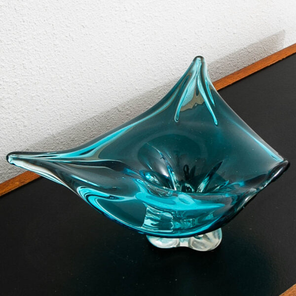 Mid Century Modern Art Glass Vase 2 Tone Teal Blue Murano Seguso Poli Art Studio - Image 8