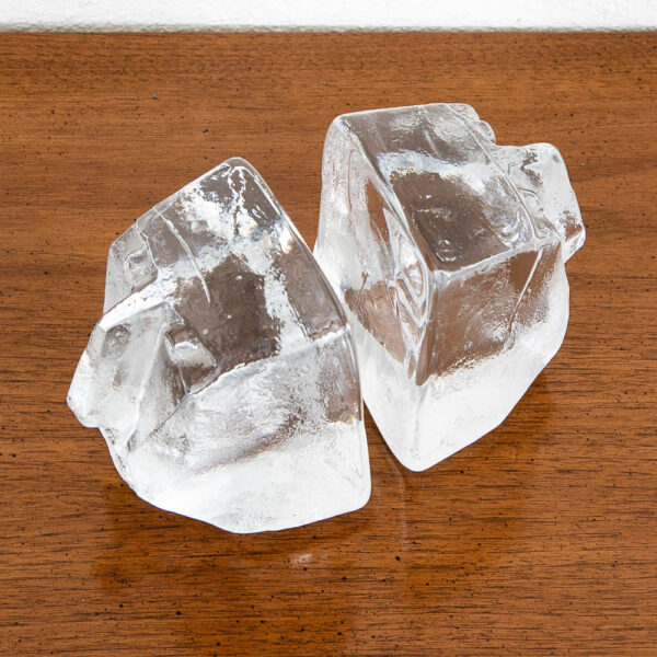 Mid Century Modern Art Glass Face Bookends Kosta Boda Erik Hoglund Pair - Image 3
