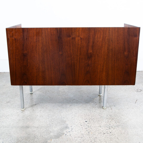 Mid Century Modern Desk Costa Mesa Furniture Walnut Metal Black 3 Drawers Mcm - Image 7