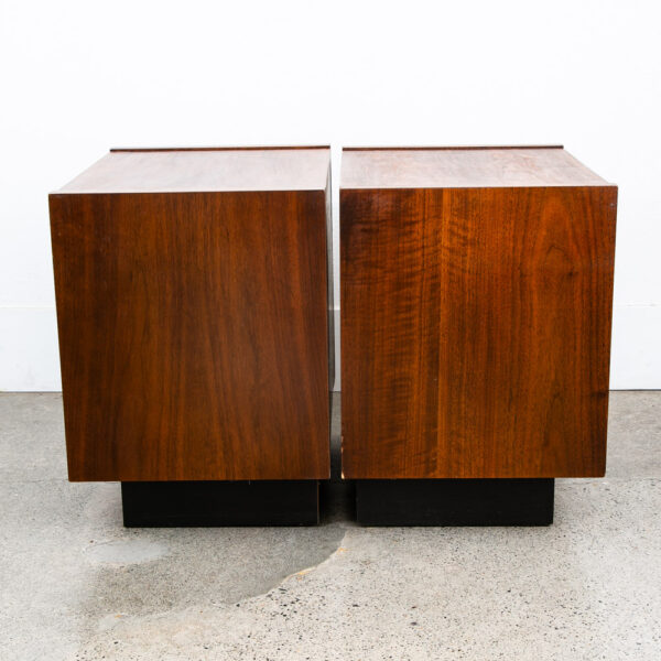 Mid Century Modern End Tables Side Nightstands Walnut Lane Drawer Plinth Base 2 - Image 3
