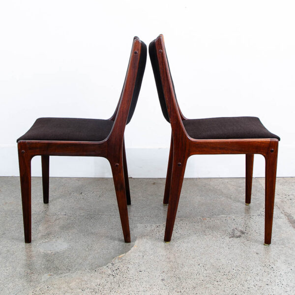 Mid Century Danish Modern Dining Chairs Johannes Andersen Set 5 Rosewood Brown - Image 9