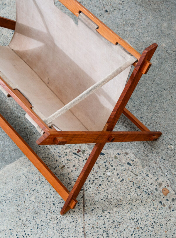 Mid Century Modern Magazine Rack leather Solid Teak Vintage Danish Folding Mcm - Image 6