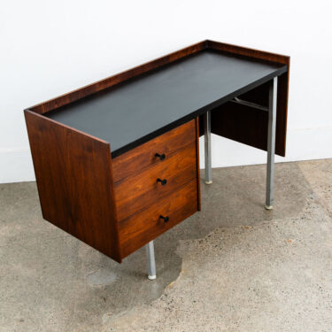 Mid Century Modern Desk Costa Mesa Furniture Walnut Metal Black 3 Drawers Mcm