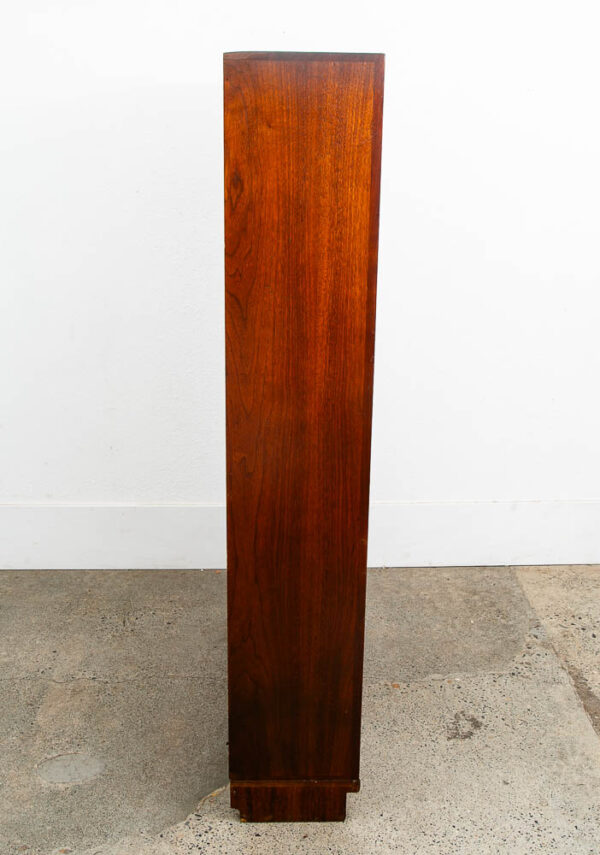 Mid Century Modern Bookshelf Walnut Shelving Unit Avocado Green Mcm Vintage Wood - Image 4