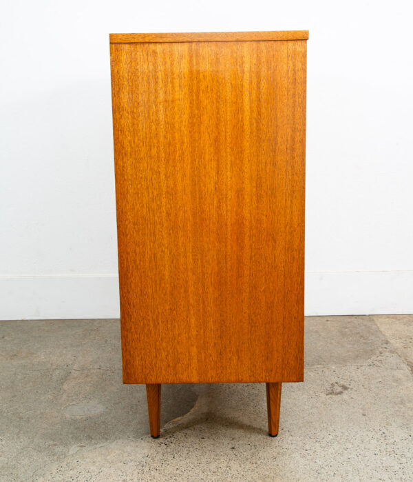 Mid Century Modern Highboy Dresser 4 Drawer Stanley Mahogany Mcm Brass Handles - Image 3