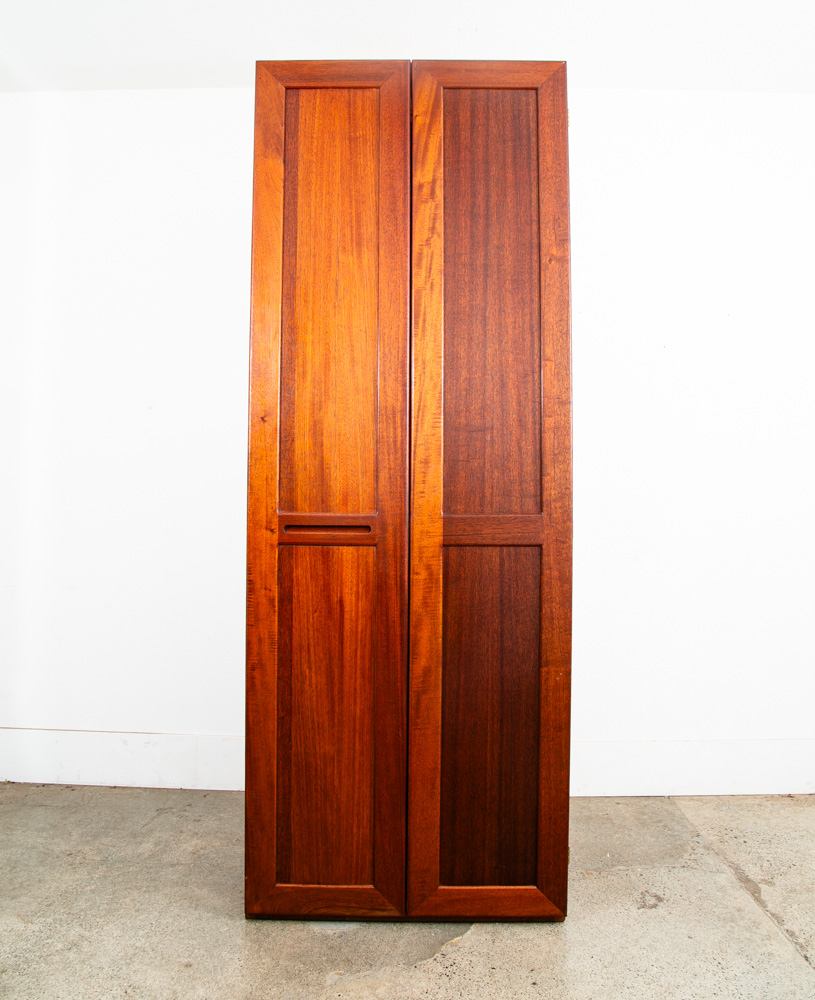 Mid Century Modern Closet Cabinet Armoire Mahogany Wardrobe Denmark 3 Drawers - Image 5