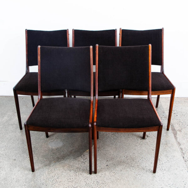 Mid Century Danish Modern Dining Chairs Johannes Andersen Set 5 Rosewood Brown - Image 2