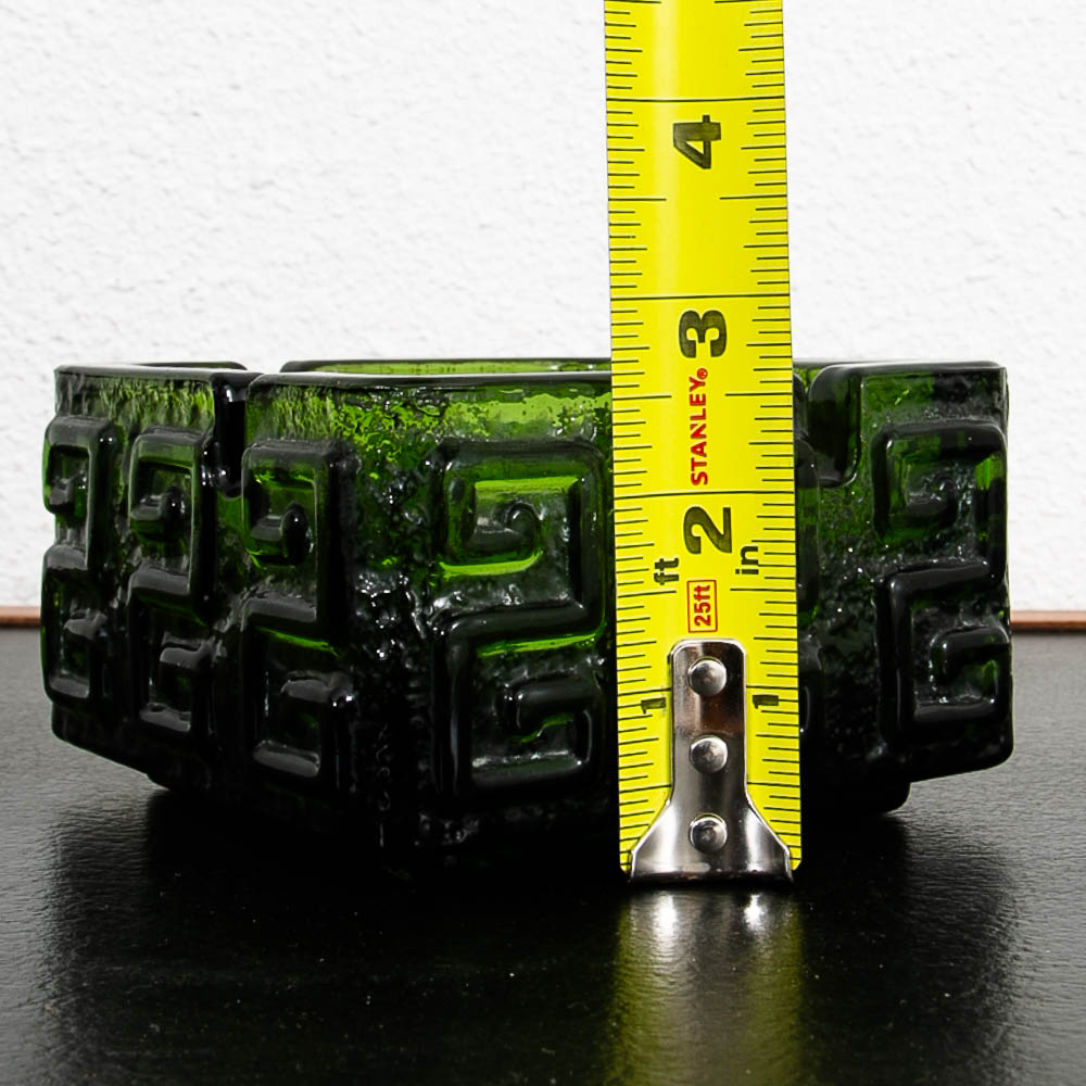 Mid Century Modern Smoking Ashtray Art Glass Veridian Green Vintage Catch all - Image 10