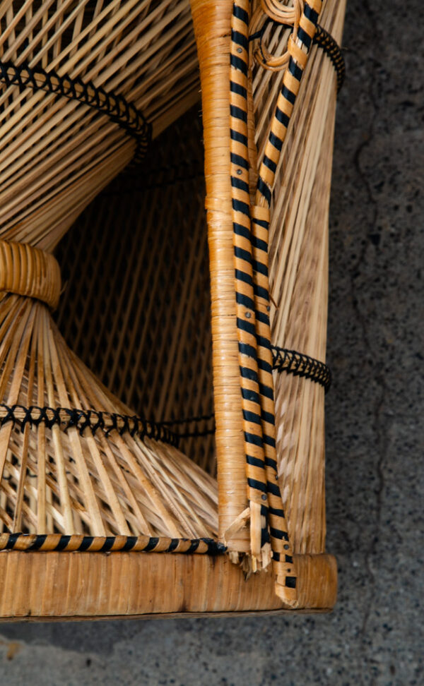 Mid Century Modern Peacock Chair Side Rush Cane Rattan Wrapped Lounge Throne Mcm - Image 12