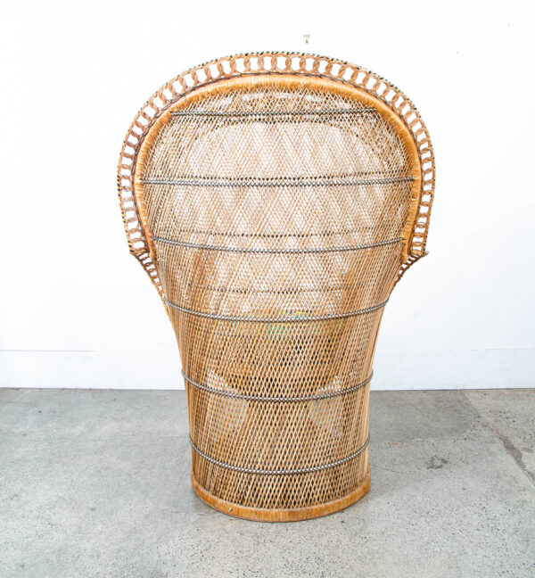 Mid Century Modern Peacock Chair Side Rush Cane Rattan Wrapped Lounge Throne Mcm - Image 5