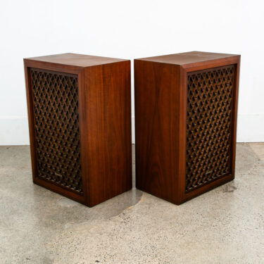 Vintage Speakers Sonics AS-447S 5 Way Walnut Tested Speaker Set Lattice Grills 1