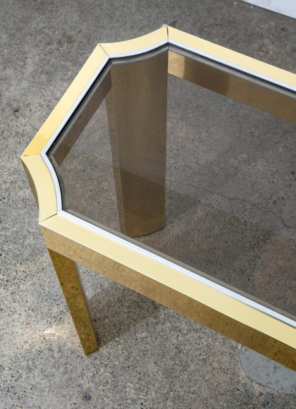 Mid Century Modern Console Table Entry Sofa Metal Brass Glass Vintage Baughman - Image 11