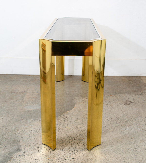 Mid Century Modern Console Table Entry Sofa Metal Brass Glass Vintage Baughman - Image 5