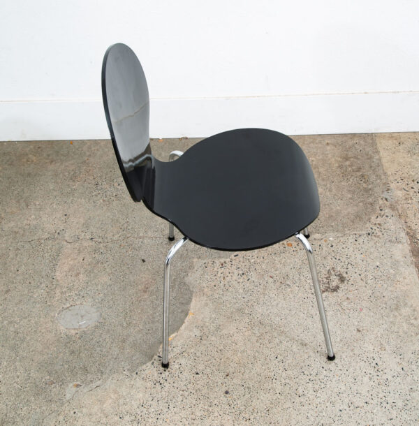 Mid Century Modern Chair Set 4 Dining Fritz Hansen Style Black Vintage Round Mcm - Image 7