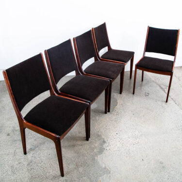 Mid Century Danish Modern Dining Chairs Johannes Andersen Set 5 Rosewood Brown