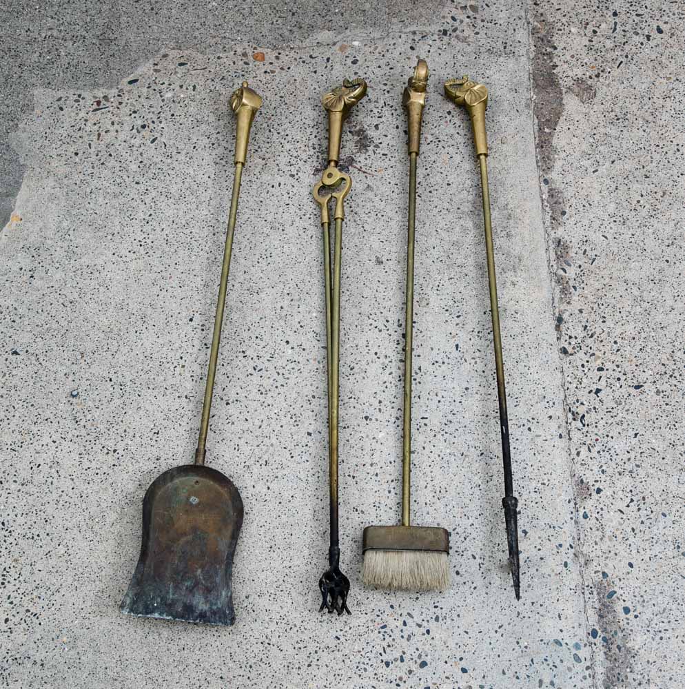 Mid Century Modern Fireplace Tools Solid Brass Elephant Head Gold Metal Mcm - Image 3