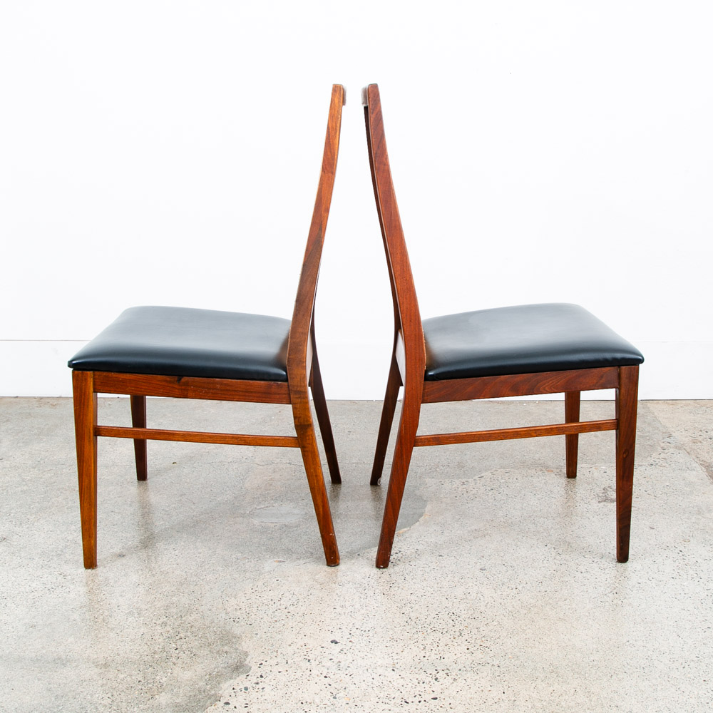 Mid Century Danish Modern Dining Chairs Set 6 Walnut Dillingham Black Esprit Mcm - Image 6