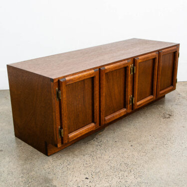 Mid Century Modern Compact Cabinet Record Storage Credenza Low 4 Doors Vintage